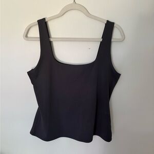 Express Dark Gray Body Contour Square Neck Tank